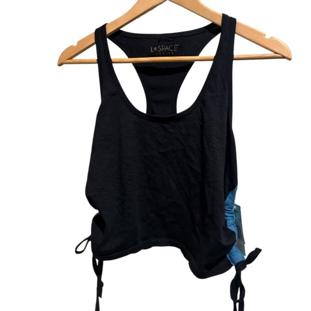 L Space champ top Black and Blue Tie Side Cropped Tank Size xl cotton soft